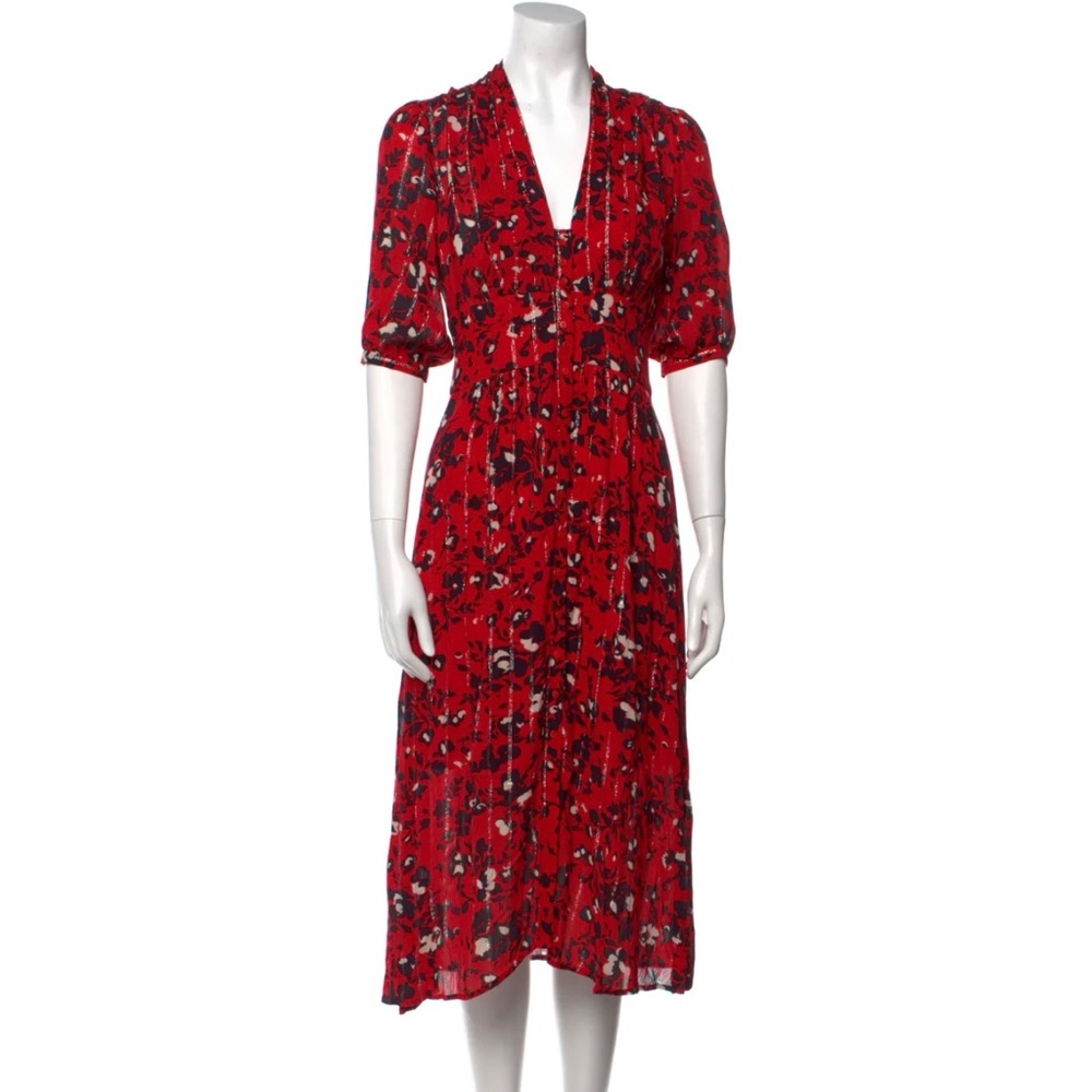 Ba&sh Red Floral Midi Dress xs
